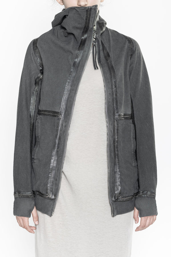 BORIS BIDJAN SABERI Dark Grey Hooded Jacket WZIPPER2 FTO00002
